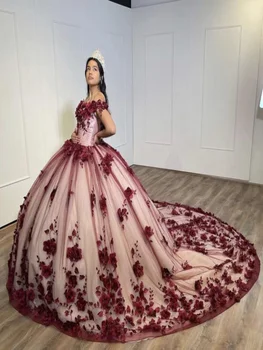 2023 Бальное платье Изысканное Свадебное платье Ватто со шлейфом из кружева с цветочным принтом