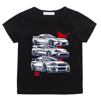 Футболка с японским Аниме Initial D, детская повседневная футболка с принтом автомобиля для детей, модные футболки Унисекс для девочек, футболка из 100% хлопка для мальчиков с графическим рисунком