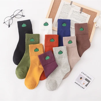 Новые Милые зеленые носки с вышивкой Маленького динозавра-монстра, мягкие хлопчатобумажные носки, разноцветные хипстерские осенне-зимние модные носки, Прямая поставка