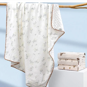 Одеяло для новорожденных с цветочной оберткой, Детское хлопчатобумажное одеяло для пеленания, безвредное для кожи четырехсезонное одеяло